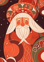 beautiful folkloric motif of santaclaus, suitable for greeting cards - ai-generated