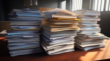 A stack of folders and documents, neatly organized on a desk