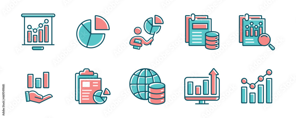 Leinwandbilder collection of data analysis graph chart icon set business marketing management growth report datum statistic vector illustration for web and app