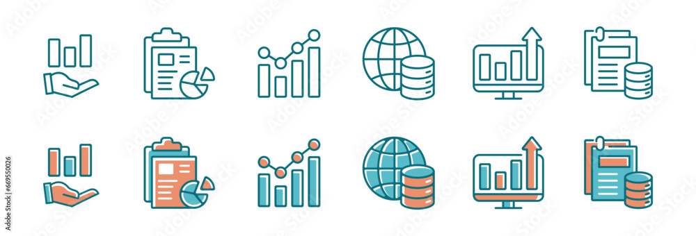 Aufkleber set of diagram data statistic chart icon vector business finance management report analysis graph symbol illustration