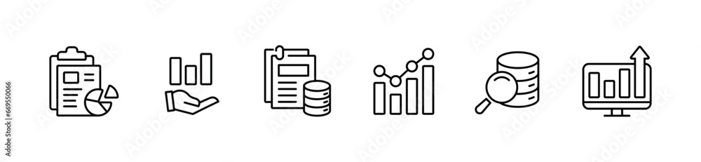 Poster set of data diagram analysis icon vector business infographic statistic chart presentation growth report symbol illustration