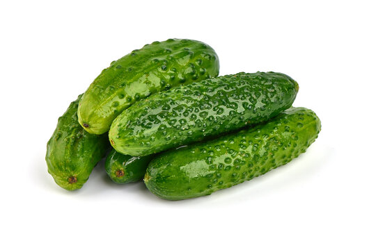 Lightly salted cucumbers, isolated on white background. High resolution image.