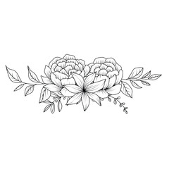 Vector peony flower isolated on white background. Element for invitation design, greeting cards and textile design