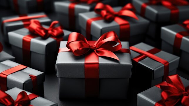 Free photo black Friday sale banner background with realistic 3d gift boxes