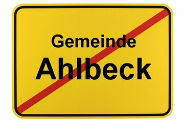 Illustration eines Ortsschildes der Gemeinde Ahlbeck in Mecklenburg-Vorpommern
