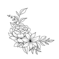 Vector peony flower isolated on white background. Element for invitation design, greeting cards and textile design