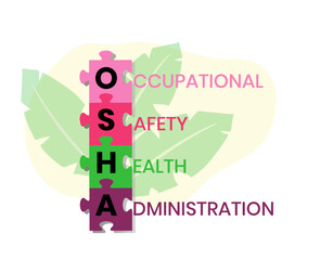 Vector website design template . OSHA - Occupational Safety and Health Administration. acronym medical concept. illustration for website banner, marketing materials, business presentation