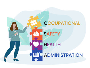 Vector website design template . OSHA - Occupational Safety and Health Administration. acronym medical concept. illustration for website banner, marketing materials, business presentation