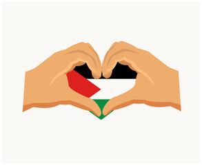 Fototapeta premium Palestine Emblem Flag Heart With Hands Middle East country Icon Vector Illustration Abstract Design Element