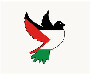 Palestine Flag dove of peace Emblem Symbol Abstract Middle East country Vector illustration Design