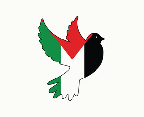 Palestine dove of peace Flag Emblem Symbol Abstract Middle East country Vector illustration Design