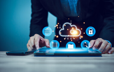 cloud storage folder document Management (DMS) online digital database computer search for business information internet on cloud documentation electronic storage platform for company technology