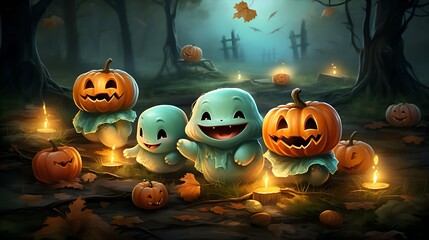 Halloween Creepy Cute Characters - wallpaper 