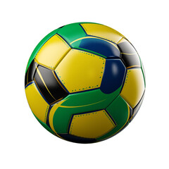 Soccer Ball Isolated on Transparent Background PNG, classic soccer ball in blue, green, white and yellow