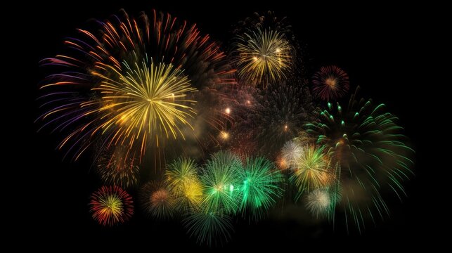 Free photo pyrotechnics and fireworks background with animation on black