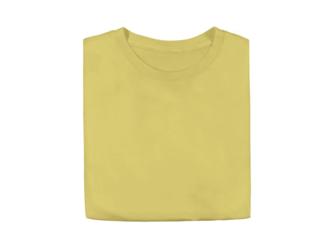 Isolated cornsilk yellow colour blank fashion folded tee front mockup template