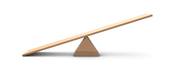 Foto op Canvas Wooden Seesaw 3d with leaning to the ground on transparent background. balancing on seesaw 3d render. 3d illustration © Vivek