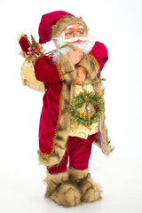 santa claus with gifts isolated on white