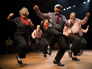 A Photo of Older Men and Women in a Tap Dance Performance