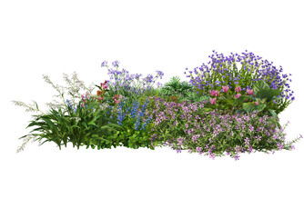 Colorful variety of flower garden on transparent background - obrazy, fototapety, plakaty