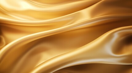 Glossy gold liquid wave fabric background with soft drapes Luxury golden fabric. AI generated