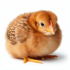 Fototapeta premium Young brown hen isolated on white background. ai generative