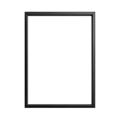 Fotobehang Black rectangular, verical, thin, wooden, empty, shadowless frame on transparent background © Schizarty