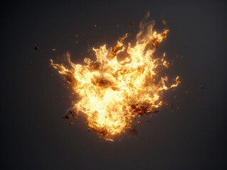 Burning fire isolated on black background. Generative AI