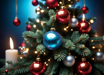 Decorated Christmas tree photo background