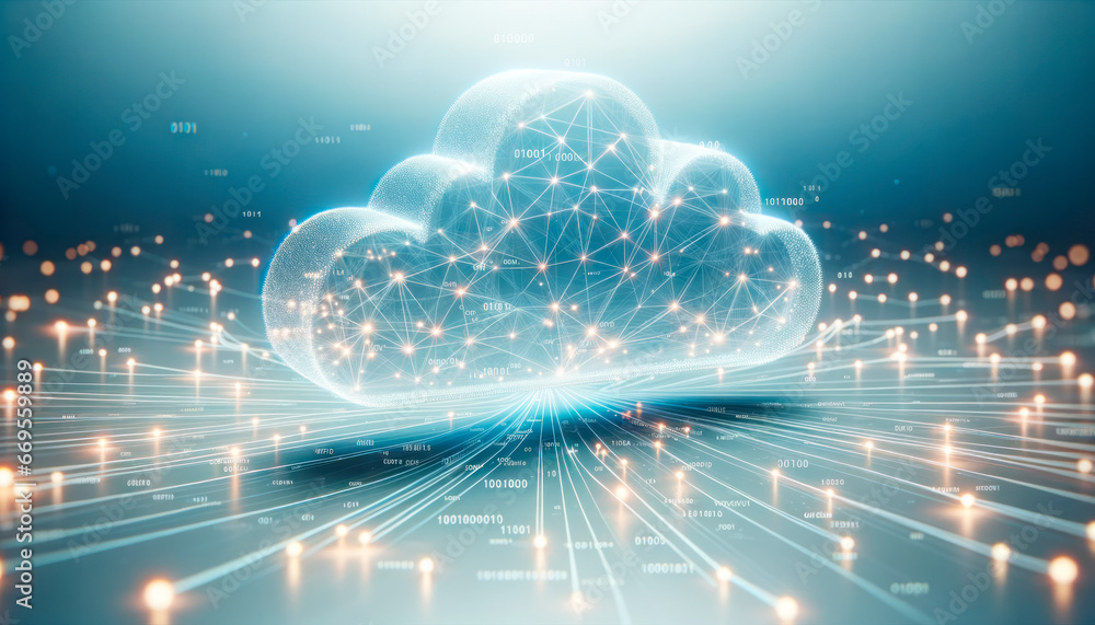 Poster Cloud computing technology concept. Generative AI