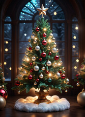 Fototapeta na wymiar Decorated Christmas tree photo background