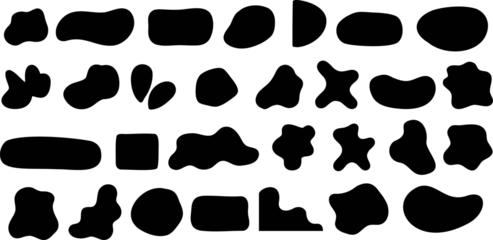 Foto op Plexiglas Black blob shapes, abstract organic forms, vector illustration. Modern blob shape design elements isolated on white background. Unique, artistic, creative, trendy, stylish, versatile © Arafat