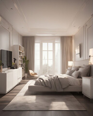 Fototapeta na wymiar modern bedroom interior - Created with Generative AI Technology