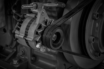 Diesel engine. Fragment of a diesel motor close-up. Engine details  Diesel engine ...