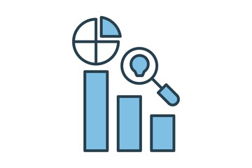 Market research icon. icon related to marketing. Flat line icon style. Simple vector design editable