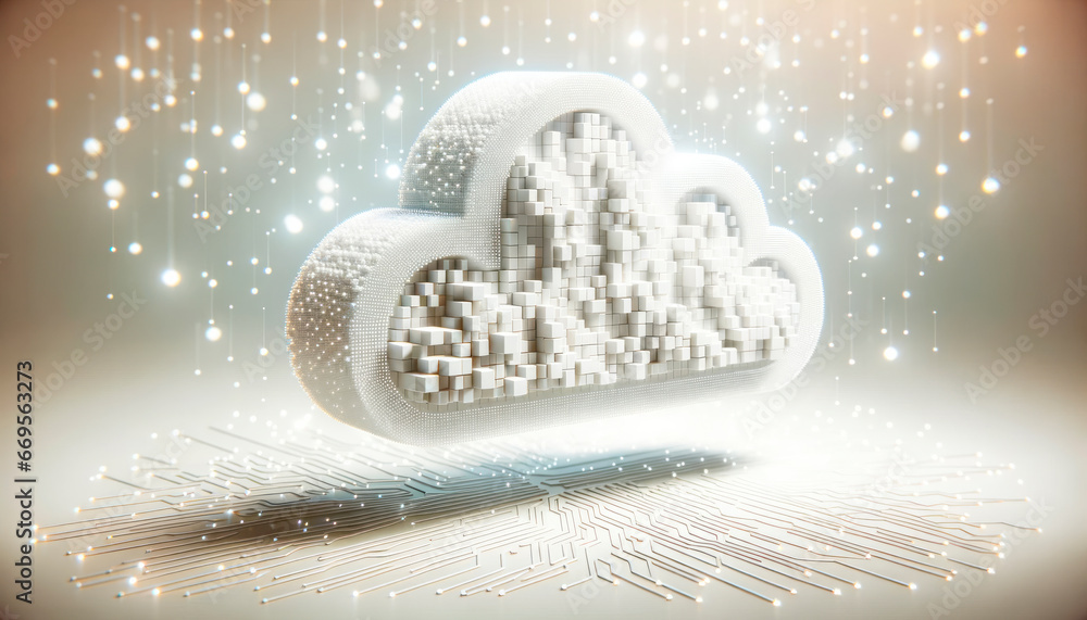 Aufkleber White cloud computing technology concept. Generative AI