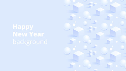 Merry Christmas and Happy New Year background for greeting cards, posters, holiday covers, banners and prints. Winter Landscape. Xmas template for web, social media. Vector Illustration