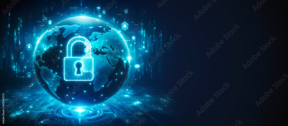 Poster cyber security and information protection concept with copyspace. generative ai