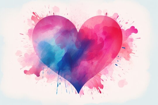 Watercolor Heart abstract , AI Generated