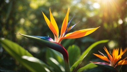 Obraz premium Tropical Majesty: Birds of Paradise Flowers in Vibrant Bloom