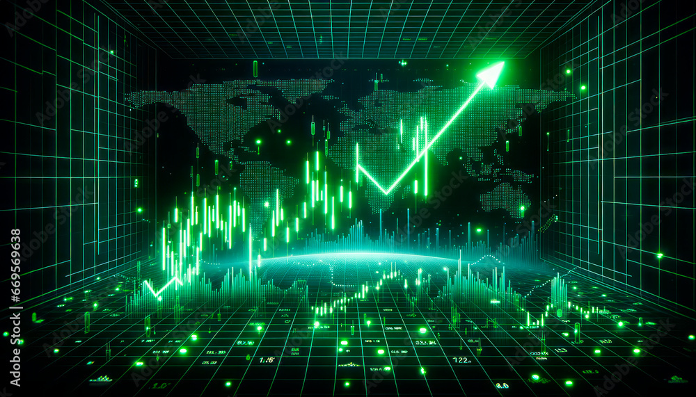 Aufkleber financial stock market graph on technology abstract background. finance and business concept. genera