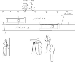 Vector sketch illustration design of initial working method of road works