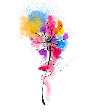 Abstract watercolour dandelion