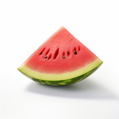 Fresh watermelon slice, juicy summer fruit, isolated on white background, healthy snack.