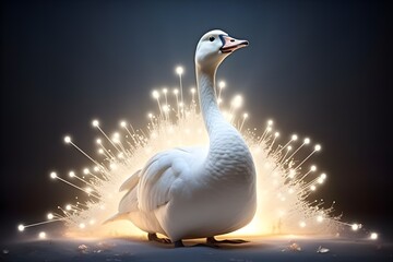 Snow goose swan on the lake
