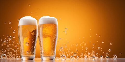 Macro Photography of a Fresh Glass of Beer, Golden light