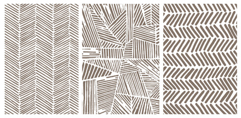 Set of patterns. Stripe Line Background. Geometric Brush Lines Horizontal Vertical Pattern. Textured Repeat Pattern. Abstract Hand Drawing. Textile Print. Cover Bed Sheet. Modern Trendy Monochrome.  - obrazy, fototapety, plakaty