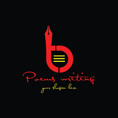 letters b poem writing logo design vector - obrazy, fototapety, plakaty