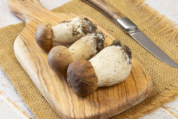 cèpes de Bordeaux, en gros plan, sur une table