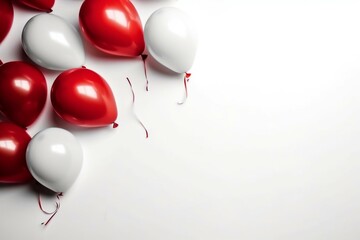 White isolated background with red balloons. Generative AI